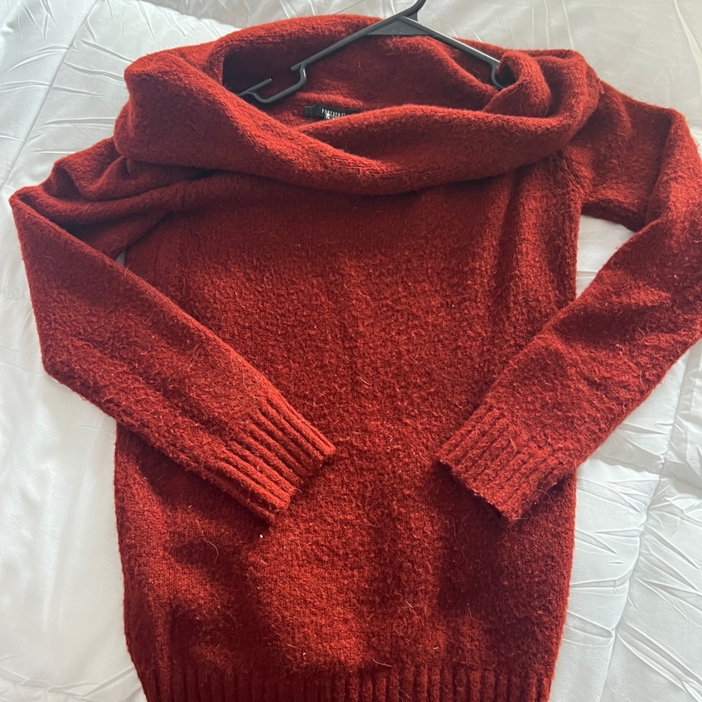 Forever 21 Red Cowl Neck Sweater